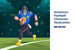 美式足球人物插画 American Football Character Illustration