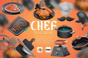 厨师3D图标集 Chef 3D Icon Set