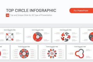 圆形数据图表PPT幻灯片模板 Top Circle Infographic PowerPoint Template