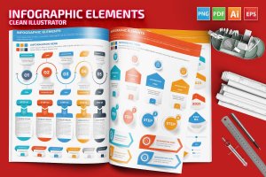 流程步骤图表元素设计素材 Infographic Elements