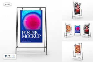 A字架活动海报展示样机 Display Poster Stand Mockup