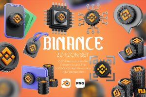 金融元素3D图标集 Binance 3D Icon Set
