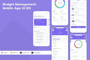 预算管理应用程序App设计UI工具包 Budget Management Mobile App UI Kit