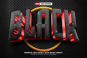 黑红色团队运动3D文本效果 Black Red Team Esport 3D Text Effect