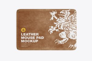 皮革鼠标垫设计样机 Leather Mouse Pad Mockup