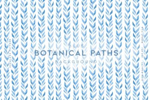 蓝色植物叶子无缝图案素材 Bliue Botanical Paths