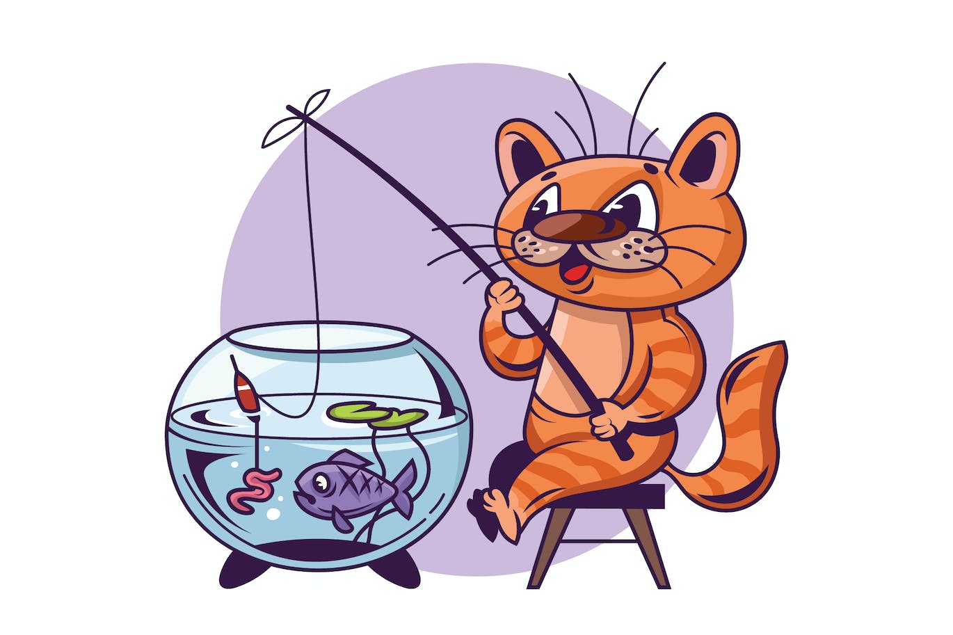 小猫钓鱼习作|插画|商业插画|张小聖 - 原创作品 - 站酷 (ZCOOL)