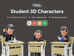 小咖下午茶：学生角色3D插画
