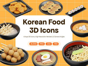 小咖下午茶：韩国食品3D图标插画[1.01GB]