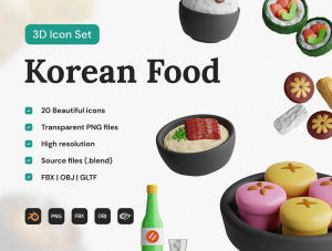小咖下午茶：韩国食品3D图标集