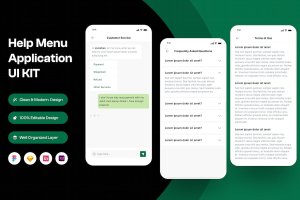 App应用帮助菜单页面设计模板 Help Menu Mobile App