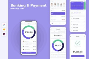银行支付App界面设计UI模板套件 Banking & Payment Mobile App UI Kit