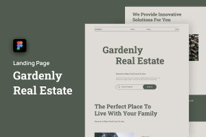 房地产网站着陆页Figma模板 Gardenly Gray Real Estate Landing Page Figma