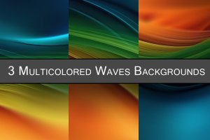多彩的波浪纹理背景合集 Multicolored Waves Background Set