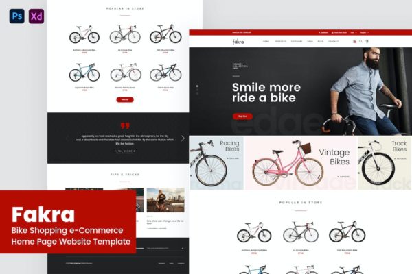 自行车购物电商网站设计模板 Fakra – Bike Shopping Website Design Template