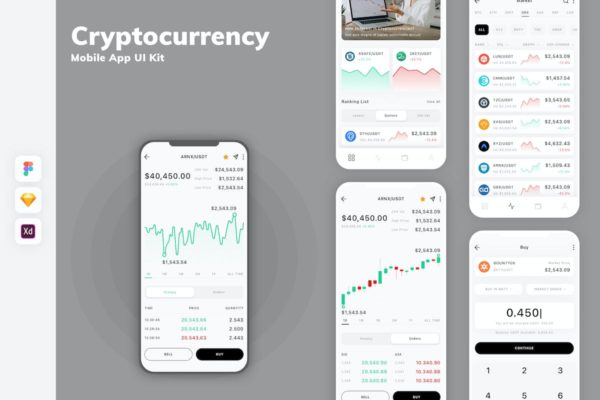 加密货币移动应用程序 UI 套件 Cryptocurrency Mobile App UI Kit