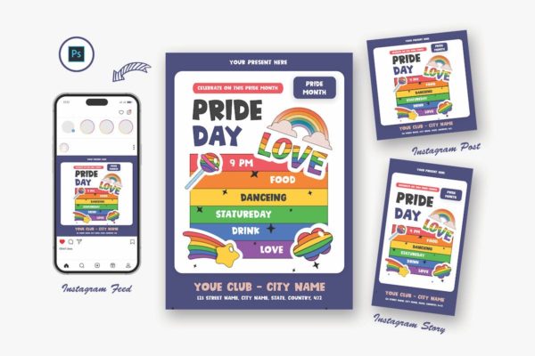傲娇游行传单模板下载 Gorge Pride Day Flyer Template