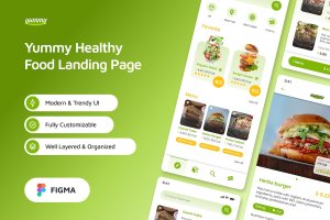 Yummy – 健康应用程序 UI Figma 模板 Yummy – Healthy App UI Figma Template