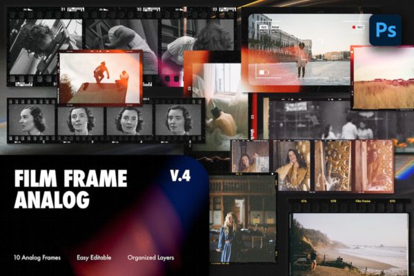 复古胶片相框框架样机模板v4 Film Frame Analog V.4