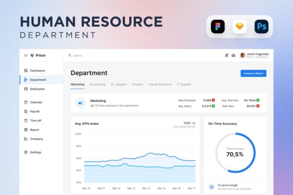 团队报告人力资源应用程序UI模板 Team Report Human Resource App
