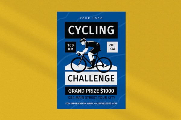 自行车锦标赛宣传单模板下载 Cycling Tournament Flyer