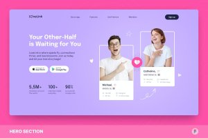 LoveLink – 约会/网站交友网站设计 Figma 模板 LoveLink – Dating Hero Section Figma Template