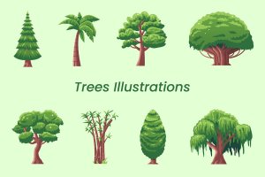 多类型绿植树木插画 Trees