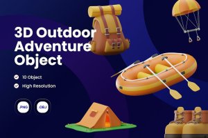 3D户外探险插画图标合集 3D Icon Outdoor Adventure Illustration Collection