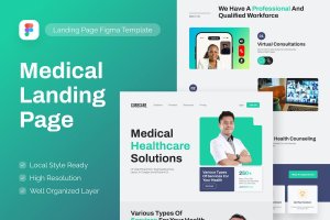 医疗登陆页面 Figma 模板 Curecare – Medical Landing Page Figma Template UI