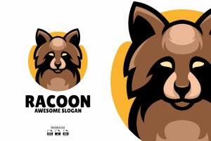 浣熊吉祥物插画标志设计 racoon mascot illustration logo design