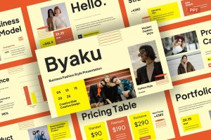 商务时尚风格Powerpoint模板 BYAKU – Business Fashion Style Powerpoint Template
