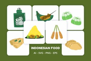 印尼食品矢量图形素材 Indonesian Food Vector Illustration v.4