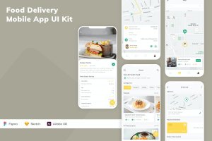 送餐外卖移动应用 UI 套件 Food Delivery Mobile App UI Kit