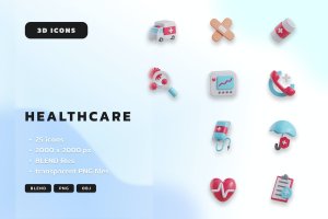 医疗保健3D图标 Healthcare 3D Icons