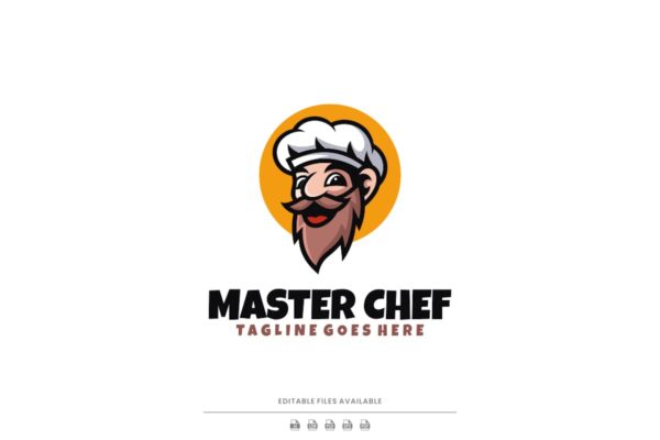 主厨简单吉祥物标志 Master Chef Simple Mascot Logo