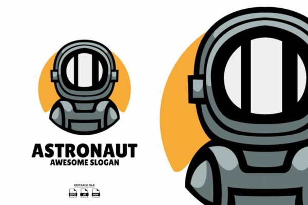 宇航员吉祥物Logo标志设计 Astronaut mascot illustration logo design