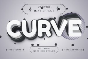 曲线 – 可编辑文本效果、字体样式 Curve – Editable Text Effect, Font Style