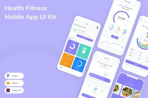 健康/健身移动应用 UI 套件 Health Fitness Mobile App UI Kit