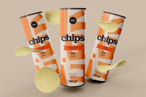 薯片纸管包装样机 Potato Chips Paper Tube Mockup