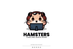 仓鼠吉祥物卡通标志 Hamsters Mascot Cartoon Logo
