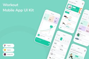 运动锻炼移动应用程序 UI 套件 Workout Mobile App UI Kit