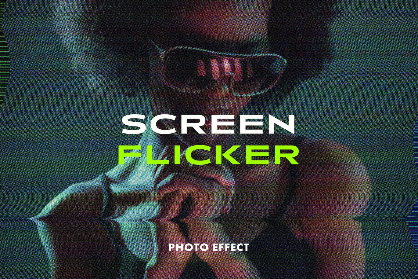 信号故障屏幕闪烁照片效果 Screen Flicker Photo Effect 笔刷动作 第1张