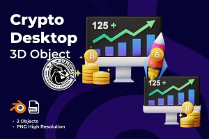 加密货币3D图形素材 Crypto Desktop