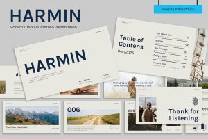 Harmin – 现代创意作品集展示Keynote模板 Harmin – Modern Creative Portfolio Presentation