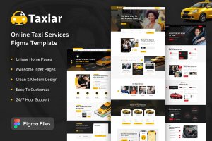 Taxiar – 在线出租车服务 Figma 模板 Taxiar – Online Taxi Services Figma Template