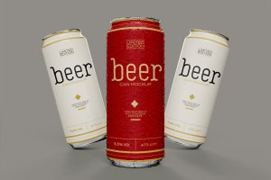 啤酒或汽水罐易拉罐样机 Beer or Soda Cans Mockup
