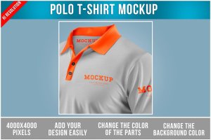 Polo T 恤特写效果样机 Close-up Polo T-Shirt Mockup
