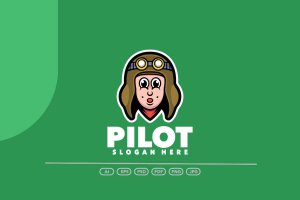儿童飞行员Logo模板 Child Pilot Logo Template