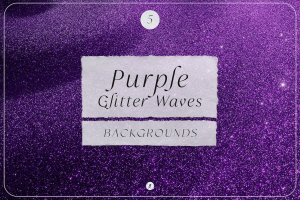 紫色闪光波浪/闪粉高清背景素材 Purple Glitter Waves Backgrounds