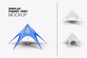 星形帐篷图案设计样机 Fabric Display Star Tent Mockup